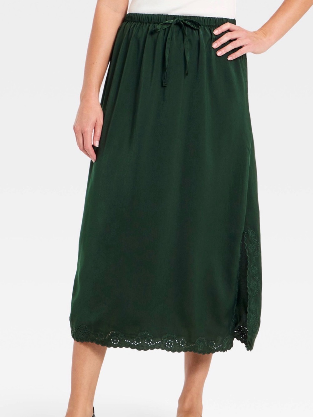 Women's Cutwork Midi A-Line Skirt - Universal Thread™ Dark Green M